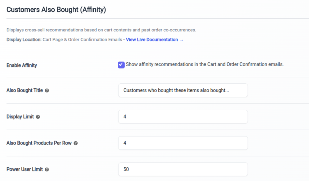 Customers Also Bought Admin Preview