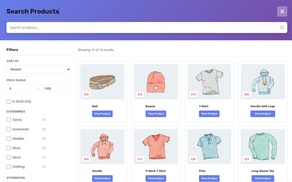 Smart Search Autocomplete Modal Preview